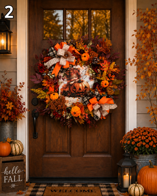 Sleepy Fairy 2 Autumn Wreath 🍂